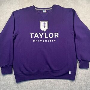 Vintage Y2K Russell Athletic Taylor‎ University Crewneck Sweatshirt Purple L